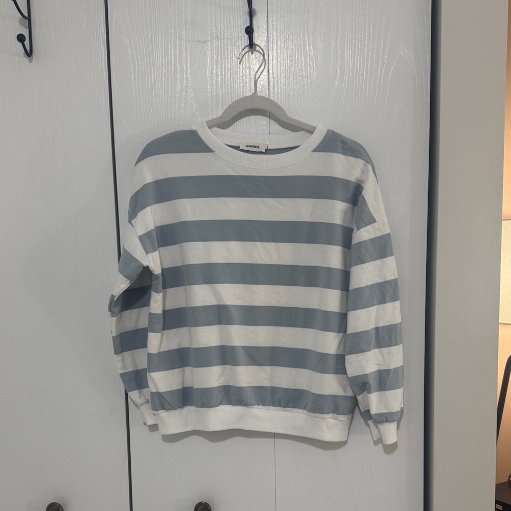 ADORA Blue and White Striped Sweatshirt